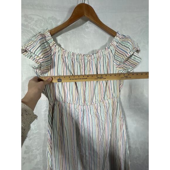 Lane Bryant Dress 14 16 Linen Blend Striped Flutter Sleeve Knee Length - Picture 8 of 10